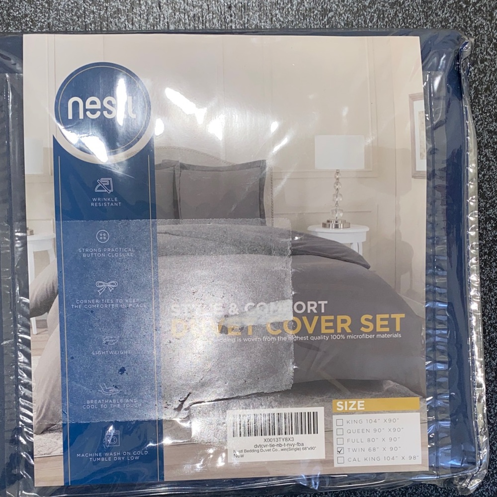 Clara Clark Style & Comfort Duvet Cover Set microfiber navy blue twin size